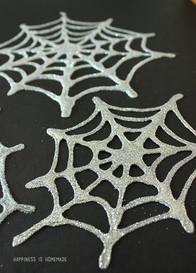 Happiness is Homemade Glitter glue spider web kids craft window clings