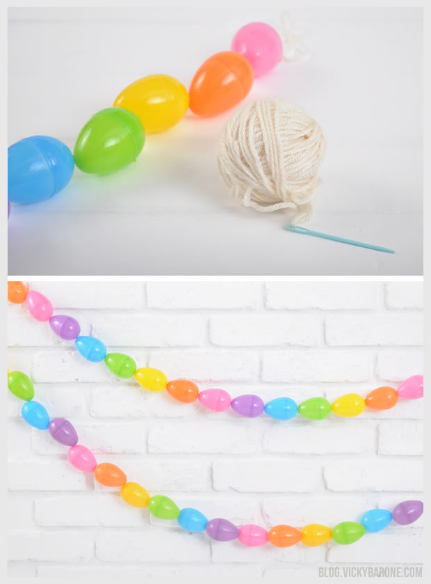 plastic eggs on a string